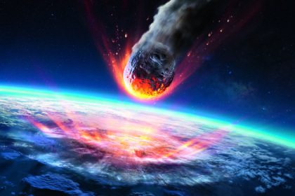 Asteroid Impact On Earth Meteor In Collision With Planet Contain 3d Rendering Elements Of This Image Furnished By Nasa